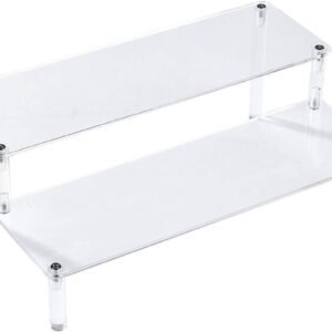 oem/odm bycy acrylic clear 2-tier riser display shelf for figures, desserts holder, collections organizer and cosmetic items shelf (12" x 6.9" x 4.25") wholesale supplier & factory