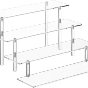 oem/odm 4 tier acrylic perfume organizer stand, clear display risers for perfume, cologne, cosmetic, skincare, funko pop, dessert display, cupcake stand holder wholesale supplier & factory