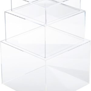 oem/odm acrylic display cubes, clear riser boxes set of 3 pcs, stackable plastic, decorative design wholesale supplier & factory