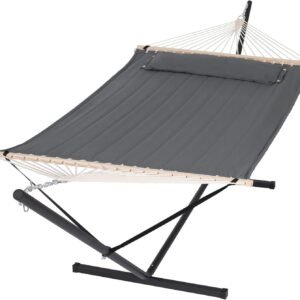 oem/odm suncreat 2 person hammock with stand, heavy duty portable hammocks, 475 lbs capacity, dark grey wholesale supplier & factory