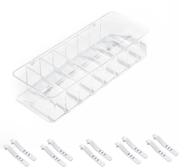 oem/odm clear electronics organizer boxes, 8 capacity acrylic charger organizer, cord organizer case with 10 wire ties, data cable storage box for home, office (with cover) wholesale supplier & factory