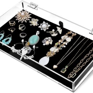 oem/odm mooca acrylic rectangular marketing holder locking security showcase safe box display tray, perfect for watches jewelry, knives, eyewear with a key and a black padding wholesale supplier & factory
