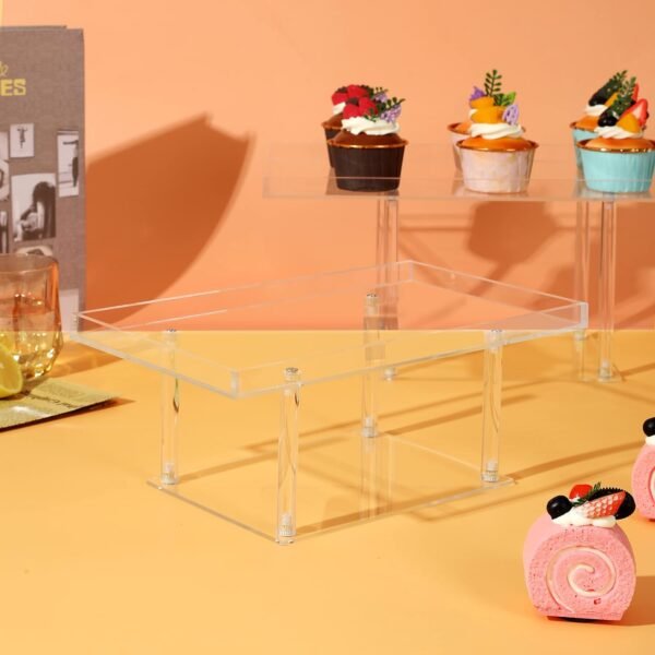 oem/odm 3 pack dessert table display set, clear acrylic dessert stands buffet risers for cupcakes dessert pastry food treat tier cookie dessert platter serving trays stand for wedding birthday party wholesale supplier & factory