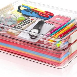 oem/odm goaste 2 pack acrylic portable project case, 13.5 inch clear scrapbook paper storage box, translucent plastic stackable storage bins document holder, a4 file protector container organizer for office wholesale supplier & factory