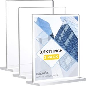 oem/odm acrylic sign holder 8.5 x 11 inch 3 pack, clear display sign stand for store sign holders, vertical double acrylic stands, vendor booth display items wholesale supplier & factory