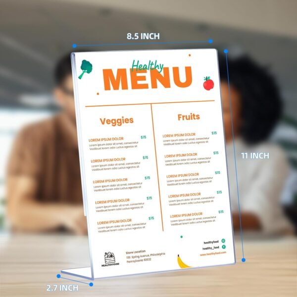 oem/odm 12 pack acrylic sign holder 8.5 x 11, clear plastic display stands for tabletop, l-shape acrylic stands for flyers, documents, office, restaurants, vertical sign holder 8.5x11 for desktop wholesale supplier & factory
