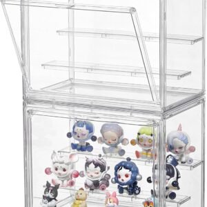 oem/odm clear acrylic display case,2 pack 3 tier adjustable display box stand with 2 movable plates, small showcase magnetic door for mini action figures collectibles (small wholesale supplier & factory