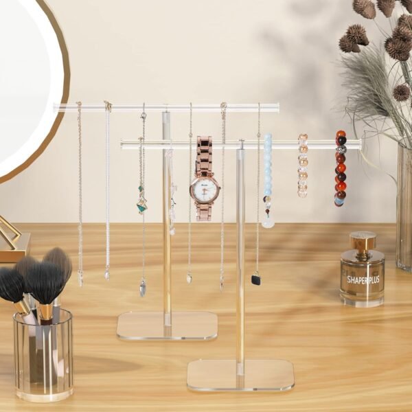oem/odm jewelry stand necklace stand 2 tower, clear necklace holder jewelry holder, acrylic jewelry organizer, bracelet hanging organizer, display stand for bangles, rings, earrings and watch wholesale supplier & factory