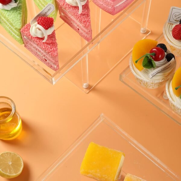 oem/odm 3 pack dessert table display set, clear acrylic dessert stands buffet risers for cupcakes dessert pastry food treat tier cookie dessert platter serving trays stand for wedding birthday party wholesale supplier & factory