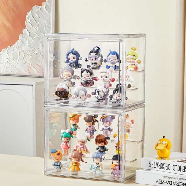 oem/odm clear acrylic display case,2 pack 3 tier adjustable display box stand with 2 movable plates, small showcase magnetic door for mini action figures collectibles (small wholesale supplier & factory
