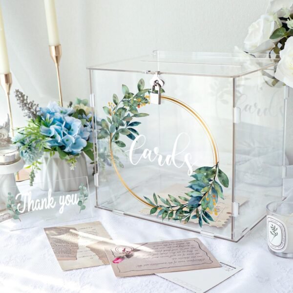 oem/odm ourwarm acrylic wedding card box with lock, diy gift card box for wedding reception with slot, clear wedding envelope money card box for party graduation baby shower birthday decorations wholesale supplier & factory