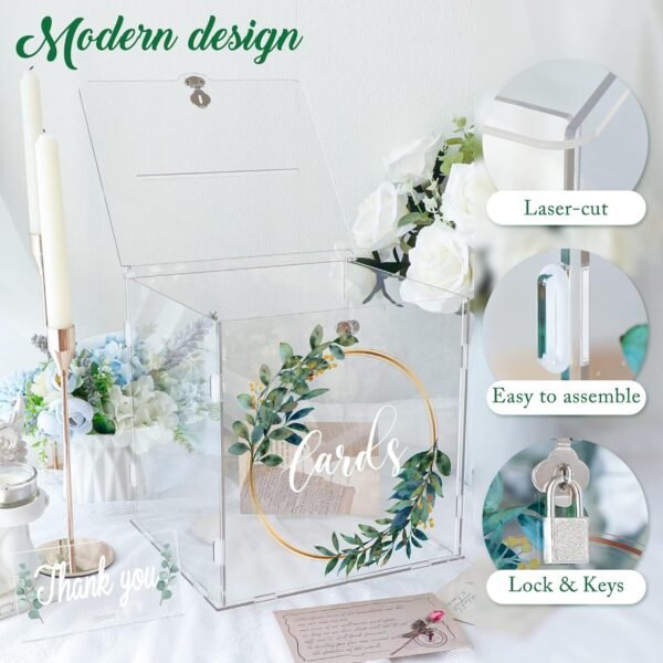 oem/odm ourwarm acrylic wedding card box with lock, diy gift card box for wedding reception with slot, clear wedding envelope money card box for party graduation baby shower birthday decorations wholesale supplier & factory