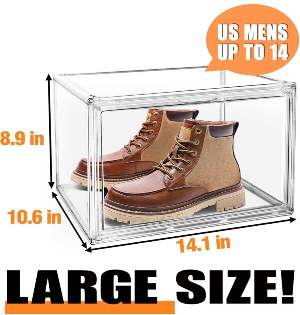 oem/odm 10 pack shoe storage box clear plastic stackable acrylic display case with magnetic door sneaker storage for sneakerheads wholesale supplier & factory
