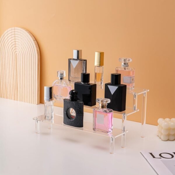 oem/odm 3pcs acrylic risers display stands, 3 tier perfume organizer display shelf & versatile cupcake stand holder, display risers for figures, dessert shelves for party for decoration and organizer wholesale supplier & factory