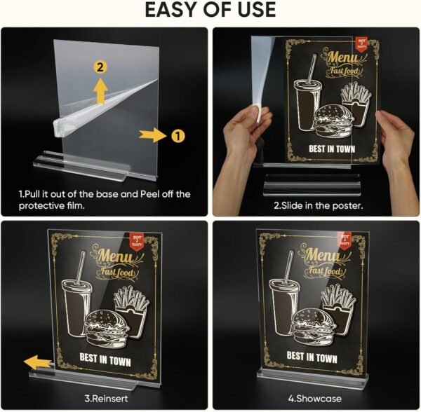 oem/odm ticonn 3 pack acrylic sign holder, double-sided display stand for countertops, acrylic stands for display in offices, restaurants, and events (8.5"x11") wholesale supplier & factory
