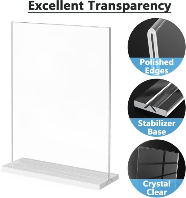 oem/odm maxgear acrylic sign holder 8.5x11 6 pack, double sided clear table stand, vertical flyer holder, plastic frame display for picture, stores, restaurants, hotels, office t shape wholesale supplier & factory