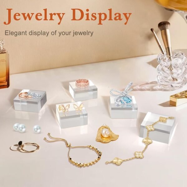 oem/odm acrylic base 4 pieces acrylic blocks for display 2 x 2 x 1 inch square riser display stands trophy base pedestal stands clear cube for trophy jewelry props food party crafts wholesale supplier & factory
