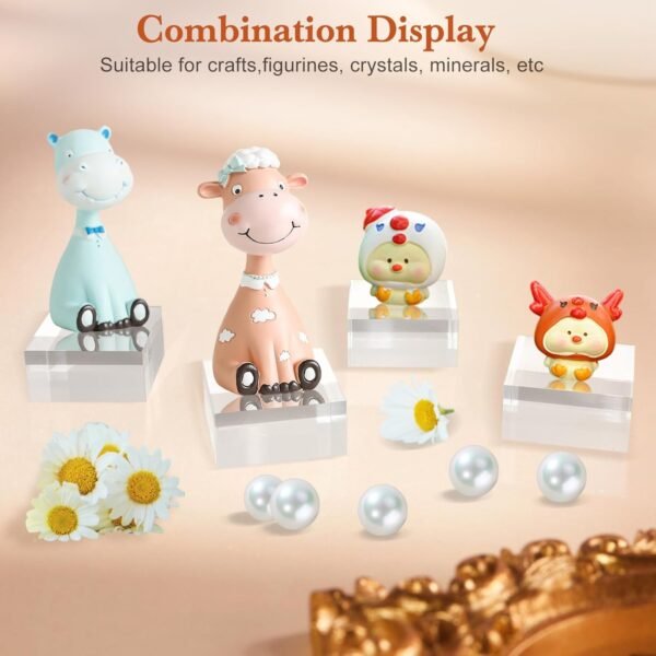 oem/odm acrylic base 4 pieces acrylic blocks for display 2 x 2 x 1 inch square riser display stands trophy base pedestal stands clear cube for trophy jewelry props food party crafts wholesale supplier & factory