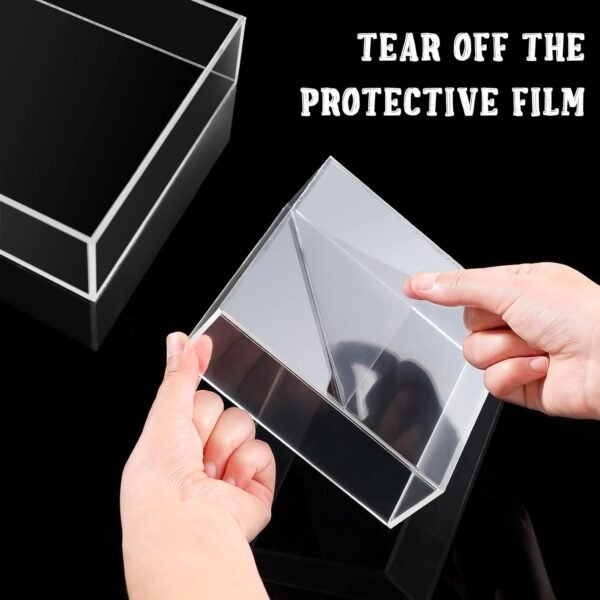 oem/odm 6 pcs acrylic display risers acrylic boxes acrylic display nesting cubes 5 sided with hollow bottoms display stand shelf for cosmetics food collectibles jewelry figures show (clear) wholesale supplier & factory