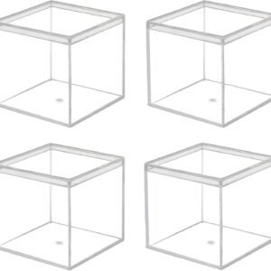 oem/odm dedoot clear acrylic box with lid, 4 pack 4.7x4.7x4.7 inches clear plastic box for organize, acrylic cube storage container drawer organizer for vanity jewelry accessories, small items wholesale supplier & factory