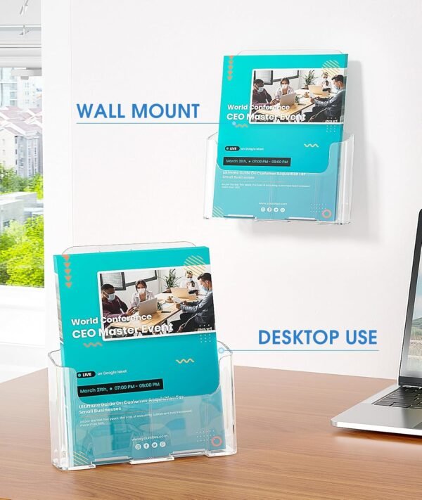 oem/odm ktrio acrylic brochure holder 8.5 x 11 inch, plastic clear literature holders rack card display trifold brochures stand, stands for flyer, pamphlet, magazine, booklet, desk & wall mount, 4 pack wholesale supplier & factory