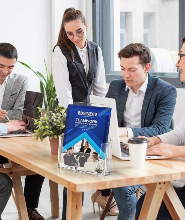 oem/odm ktrio acrylic brochure holder 8.5 x 11 inch, plastic clear literature holders rack card display trifold brochures stand, stands for flyer, pamphlet, magazine, booklet, desk & wall mount, 4 pack wholesale supplier & factory