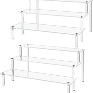oem/odm 3 tier 2pcs acrylic display riser, clear cupcake stand, display stand for funko pop collections, perfume and desserts (3t-2packs) wholesale supplier & factory
