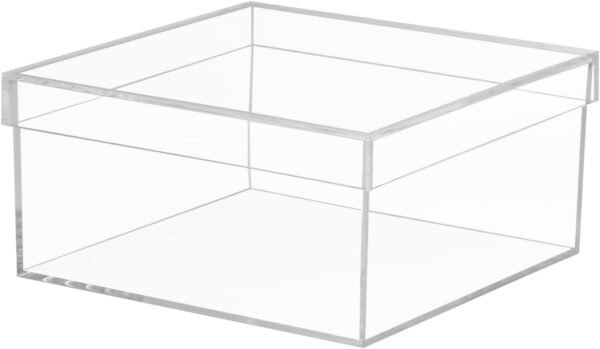 oem/odm clear acrylic box with lid, clear acrylic plastic square cube containers storage box 7.9x7.9x3.9inches/200x200x100mm for candy pill and tiny jewelry wholesale supplier & factory