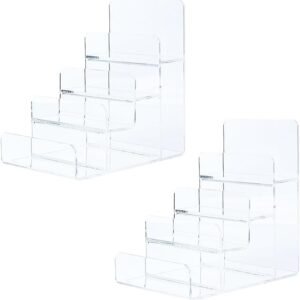 oem/odm acrylic wallet display stand purse handbag organizer, clear jewelry riser display stand purse display rack, acrylic display shelf for cosmetic perfume jewelry sunglasses handbag (2 pcs-4 tier) wholesale supplier & factory