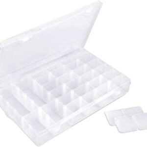 oem/odm nail organizer storage box 36 grids, rhinestone container clear, acrylic press fake nail tip craft art accessories plastic empty case, display holder for jewelry diamond charms gem bead polish wholesale supplier & factory