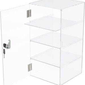 oem/odm choowin 4 shelf acrylic display case with lock key, clear locking display case showcase cabinet with removable shelves - safe storage for collectibles, 9x9x19 inch wholesale supplier & factory