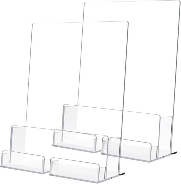 oem/odm 2-pack acrylic brochure holder with business card holder, 8.5"x 11", clear flyer stands for display, ideal for trade show, menu, journals, pamphlet, magazine, booklets, literature wholesale supplier & factory