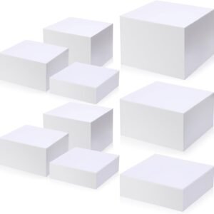oem/odm suzile 9 pcs acrylic buffet risers display box cube 5 sided food riser table stand for display with hollow bottoms for party,3 size(white) wholesale supplier & factory