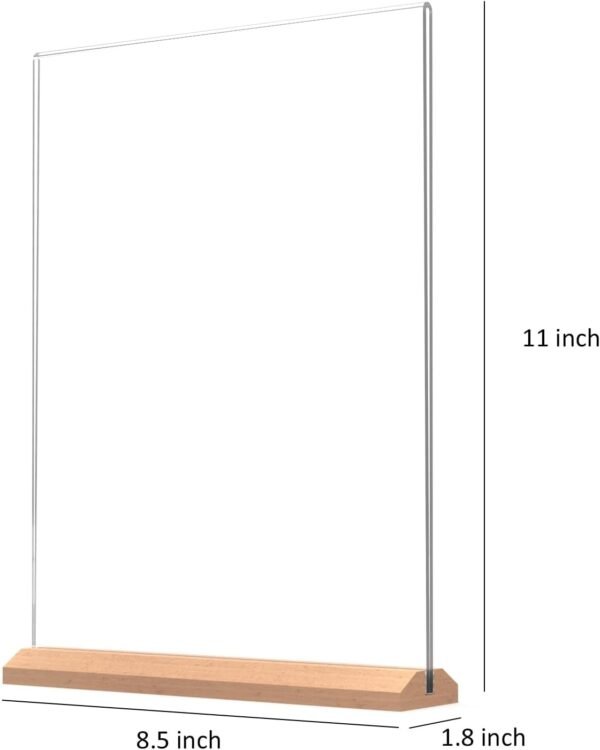 oem/odm 3 pack acrylic sign holder, 8.5 x 11 inches clear acrylic frames with wood base, double sided plastic brochure display stands for flyer, menu, office, wedding, restaurants, hotels wholesale supplier & factory