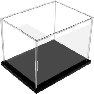 oem/odm clear acrylic display case, assemble cube display box stand with black base, dustproof protection showcase for collectibles memorabilia figurines (6*6*10inch;15*15*h25cm) wholesale supplier & factory