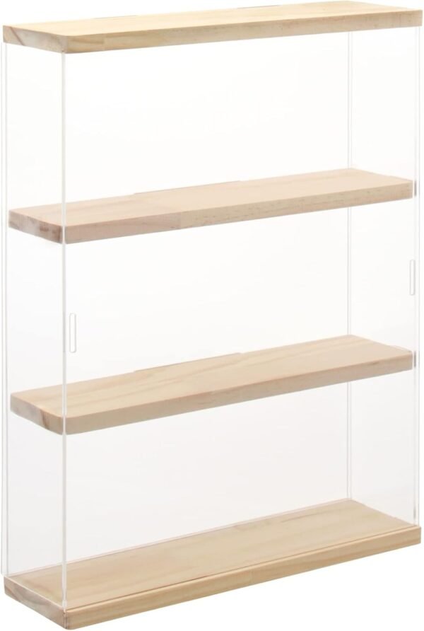 oem/odm nonemey clear acrylic display case stand with wood base 2 tier、3 tier、12/24 compartments storage box wall mount showcase dustproof organizer box for collectibles (3tier 12×3.3×15inch) wholesale supplier & factory