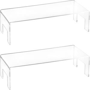 oem/odm frcctre 2 pack clear acrylic display stand risers, 5mm thick acrylic showcase fixtures for jewelry display shelf for dessert cupcake candy toys figures cosmetics - 12"x5"x3.3" wholesale supplier & factory