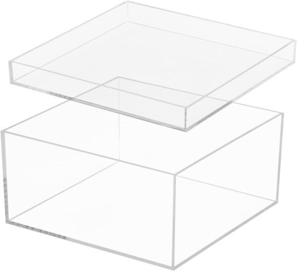 oem/odm clear acrylic box with lid, clear acrylic plastic square cube containers storage box 7.9x7.9x3.9inches/200x200x100mm for candy pill and tiny jewelry wholesale supplier & factory