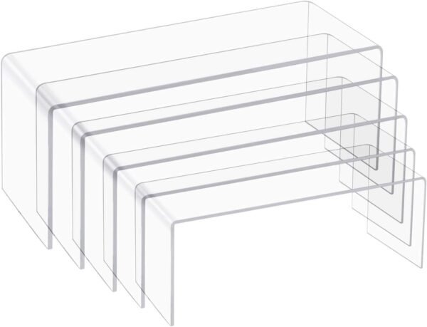 oem/odm 5pcs 1 set acrylic risers for display clear acrylic riser display stands acrylic display risers for show funko pop figures, cupcake, jewelry, toys, perfume and more wholesale supplier & factory