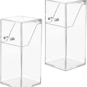 oem/odm 2pcs acrylic makeup brush holder with lid, clear makeup holder, cosmetic organizer cosmetic storage display box for dressing tables and vanity, 3.34 x 3.34 x 8.25inch wholesale supplier & factory