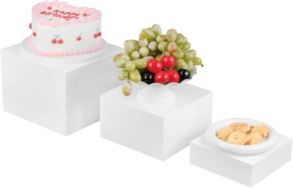 oem/odm buffet risers, food risers for buffet table, display stand shelf for catering dessert collectibles jewelry figures show, acrylic cube display nesting risers with hollow bottoms 3pcs wholesale supplier & factory