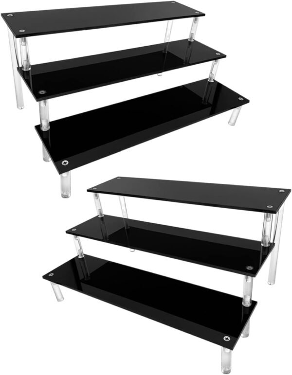 oem/odm azeam acrylic riser, black display risers stand large collection organizer shelf for cupcake food desserts holder cosmetic products tabletop use and more (12 x 8 x 6 inch) (2 packs black) wholesale supplier & factory
