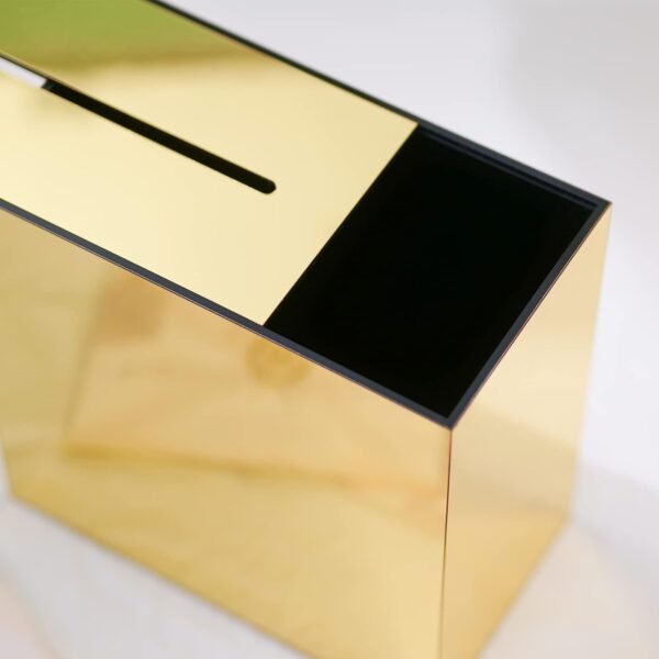 oem/odm uniqooo metallic gold mirror acrylic wedding card box with slot, large 10x10x5.5 inch blank no print | thick diy wedding receptions wishing well money box, graduation, birthday, memory box wholesale supplier & factory