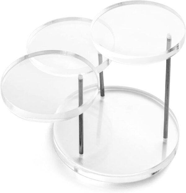 oem/odm qwork round acrylic products display riser stands, 3 tier jewelry display stands for rings earrings,mini figurines, clear, 2 pack wholesale supplier & factory