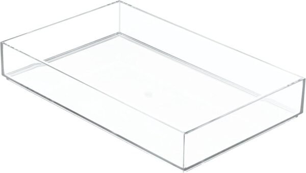 oem/odm idesign clarity plastic drawer organizer, storage container for vanity, bathroom, kitchen drawers, 8" x 12" x 2", clear wholesale supplier & factory
