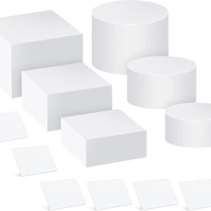 oem/odm 6 pcs food risers with table signs for buffet table, acrylic display box collectible display stand cube cylinder, nesting risers with hollow bottoms wholesale supplier & factory