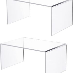 oem/odm 2 pc of 12'' extra large 5mm thickness clear acrylic risers, acrylic display risers shelf showcase fixtures for jewelry, display stand for amiibo funko pop figures, cupcakes, food display, cabinet- (12''x7.75''x6'', 2 sets wholesale supplier & factory