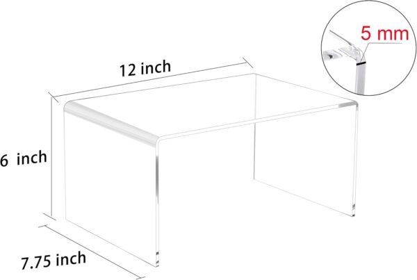 oem/odm 2 pc of 12'' extra large 5mm thickness clear acrylic risers, acrylic display risers shelf showcase fixtures for jewelry, display stand for amiibo funko pop figures, cupcakes, food display, cabinet- (12''x7.75''x6'', 2 sets wholesale supplier & factory