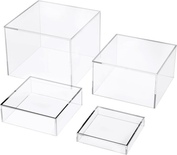 oem/odm set of 4 crystal clear acrylic boxes cube display buffet nesting risers with hollow bottoms wholesale supplier & factory