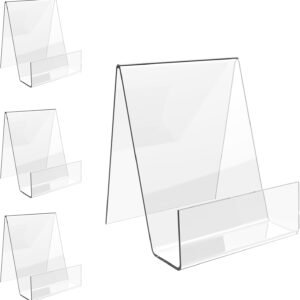 oem/odm boloyo acrylic book stand with ledge,4pc 4 inch clear acrylic display easel transparent display stand holder tablet holder for displaying books,magazine,plate,pictures,artworks, cds wholesale supplier & factory